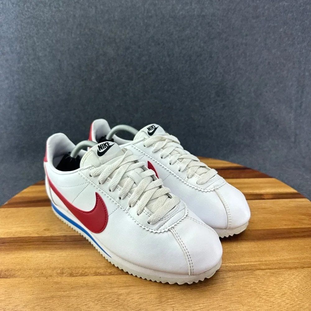 Nike Classic Womens Cortez Leather Forrest Gump White Red 807471-103 Size 8